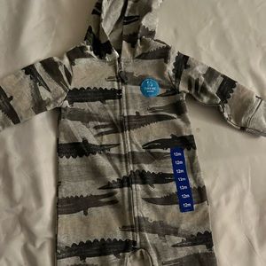 Baby onesie with a hoodie